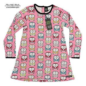 NEW Villervalla Sz 128 (8Y) Organic Pink Camper Bus Dress